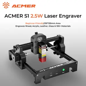 ACMER S1 2.5W Laser Engraver for DIY Makers & 3D Printing Creators, All-in-One Ready-to-Use Machine for Gifts & DIY Crafts, 130x130mm Work Area, Beginner-Friendly, Engraves Wood, Leather, Leaves & More