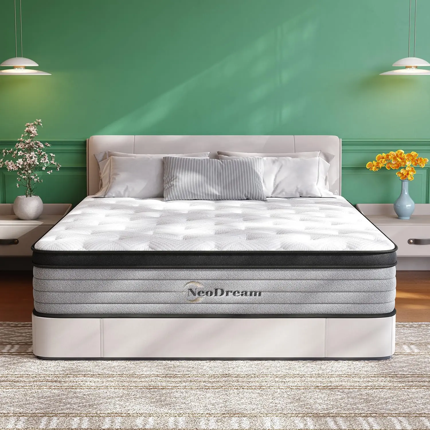 Queen Mattress, 10 cm Hybrid Matress with  & Individual Pocket Springs, Queen Size Mattress in a Box, Medium Firm Feel, Pressure Relief, Edge Support, Motion Isolation