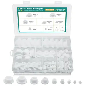 110PCS Silicone Rubber Plugs for Round Holes Assorted Sizes T-Shape Rubber Stoppers Hole Plug Bathtub Jet Covers (White)