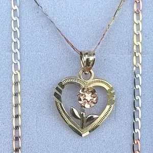 Ochoa Jewelry 14K Pendant and Chain - Classic Design from Ochoa Jewelry Collection - 16 Inch Long 1.8mm Thick