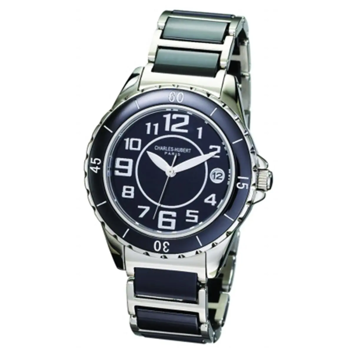 212 MAIN Charles-Hubert-Paris Women's Modern Classic Quartz Movement Watch with Stainless Steel, Ceramics Band and Arabic Numerals