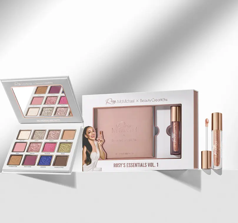 Beauty Creations Makeup Kit Set, Rosy's Essentials Vol. 1 by Rosy McMichael with Long-Lasting Glam Eyeshadow Palette & Lip Gloss, Limited Edition Collectible for All Skin Tones, Face Set, Beauty Glow Set