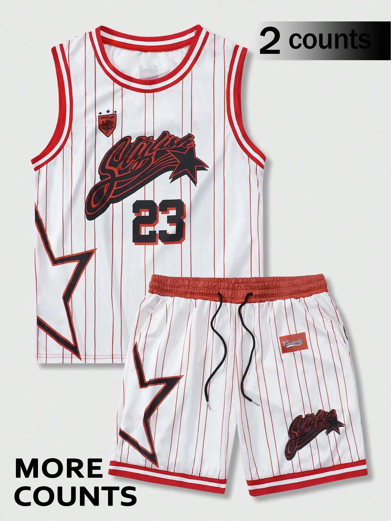 Two-Piece Set Men's Letter Print Basketball Jersey & Shorts Set, Regular Fit Casual Basketball Sleeveless V Neck Top & Shorts, Summer Clothes Set for Men, Gym Wear, Gym Outfits, Sportswear for Summer