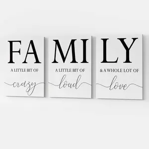 Home Family Wall Decor,Dining Room Kitchen Decor Set of 3 Inspirational Canvas Prints Black and White  Canvas Art Painting  Wall Decoration for Dining Room Bedroom Living Room