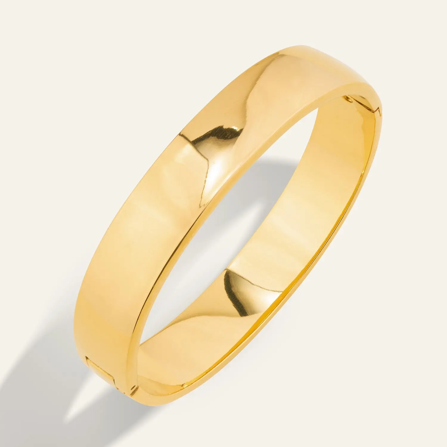 Classic Bangle Bracelet - Sleek Wide Design with Clean Hinge Closure Gold Dipped Stainless Steel Timeless Silhouette Versatile Everyday Wear Special Occasions