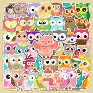 Cute Cartoon Owl Pattern Sticker, 50pcs/set Colorful Self Adhesive Decor Paper, Decor Sticker for Gift Greeting Card Water Bottle Laptop Phone