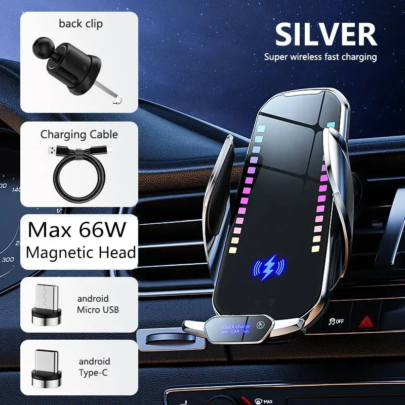 Car phone holder infrared sensing intelligent rhythm wireless charging can jump according to the sound waves Add rhythmic color light function to mov
