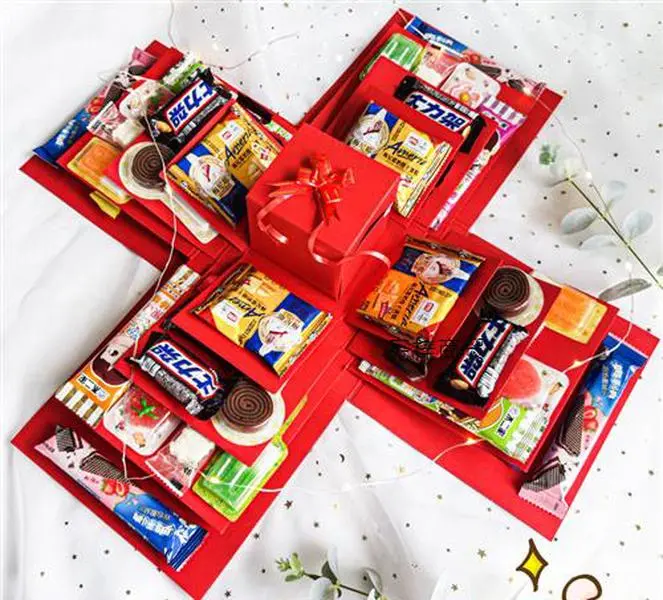 Christmas Explosion Gift Box 5 Layer Surprise Design Handmade Creative for Holiday Photos Jewelry Small Gifts Romantic Unique Present for Friends Lovers Family