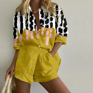 Geometric colorblock print mini dress, Yellow color series, Painting art, Comfy women's clothing, Design-oriented dresses, Spring and Summer Vacation Style, Tube Top Mini dress, Chic Two Pieces Set