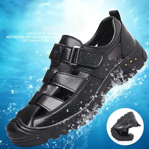 Men's Real Cowhide Leather Sandals |   Slip‑Resistant Soft Sole, Breathable Summer Footwear |   Business Casual & Daily Street Style |   Adjustable Buckle Strap, Extended Plus Sizes Available |   British‑Inspired Outdoor Shoes