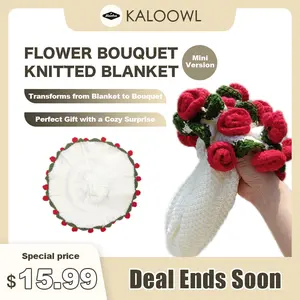 Flower Bouquet Knitted Blanket – Transformable Round Blanket to a Floral Shape