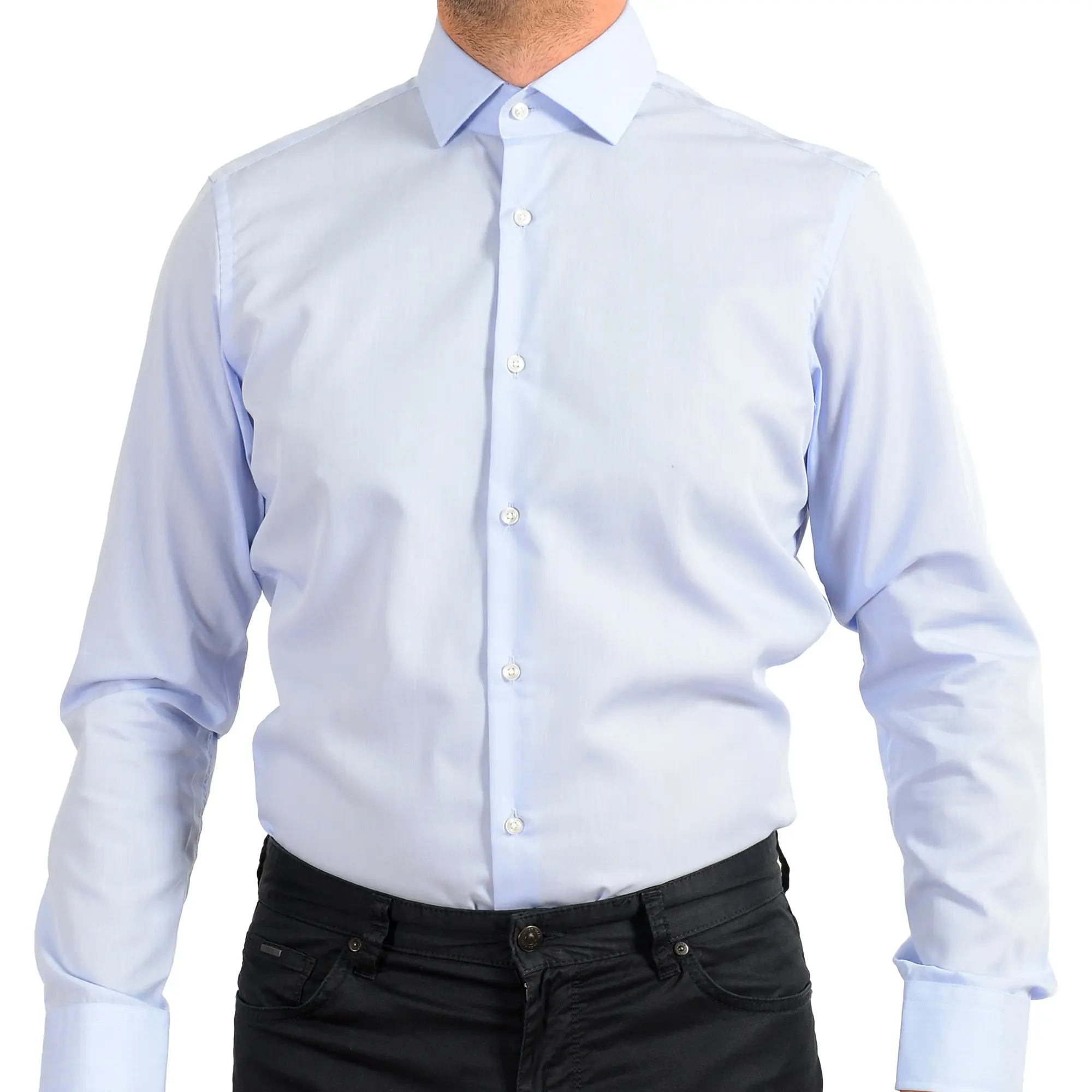Hugo Boss Men's Light Blue Regular Fit Long Sleeve Dress Shirt US 15 IT 38