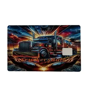 Truckers Rule Credit Card Skin 2x3 Size with Vibrant Truck Design and Colorful Background Artwork for Truck Enthusiasts