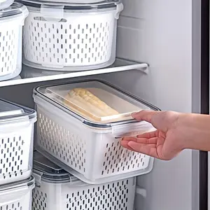 3pcs Plastic Food Storage Containers Set, Multipurpose Kitchen Organizers,Leak-Proof, Freezer-Safe, Reusable, Multipurpose Kitchen Organizers for Fruits, Vegetables, and Food