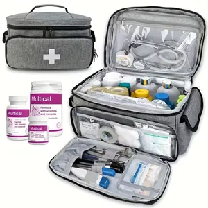 [No supplies included] Family First Aid Kit, Emergency Kit, Travel Medical Bag, Storage Box, Portable Medicine Organizer, Outdoor Drug Container, Small Storage Pouch