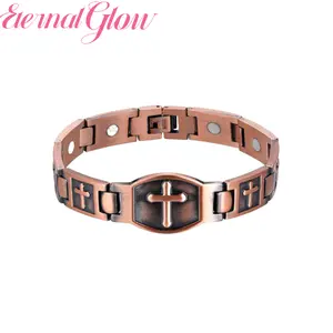 Pure Copper Bracelet for Men, Mens Copper CrossBraceletCopper Jewelry Gift for boyfriend&father Day Gifts with SizingTool(Liberty Series)