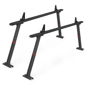 Garvee Adjustable 35.4-71in Width Aluminum Truck Ladder Rack with 800 Lbs Capacity, Heavy Duty Bed Rack for Stable Cargo Support of Kayak, Surfboard, Lumber, and More, Black Finish