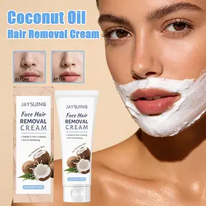 Jaysuing Coconut Oil Facial Hair Remover Cream 50g, Gentle Cleansing, Smooth Skin, Quick Hair Removal for Women, Lip & Face Hair Removal, Cosmetic