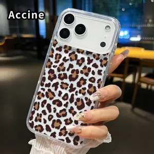 Clear Phone Case for iPhone 17 16  Pro Max Plus 15 14 13 12 11 Air E Leopard Print Elegance  Pattern Magnetic Sunction Acrylic Back Full Body Protective Cover