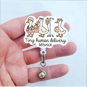 Tiny Human Delivery Service Badge Reel | Labor and Delivery Nurse Badge | L&D Badge Gift | Mother Baby Badge ID Holder