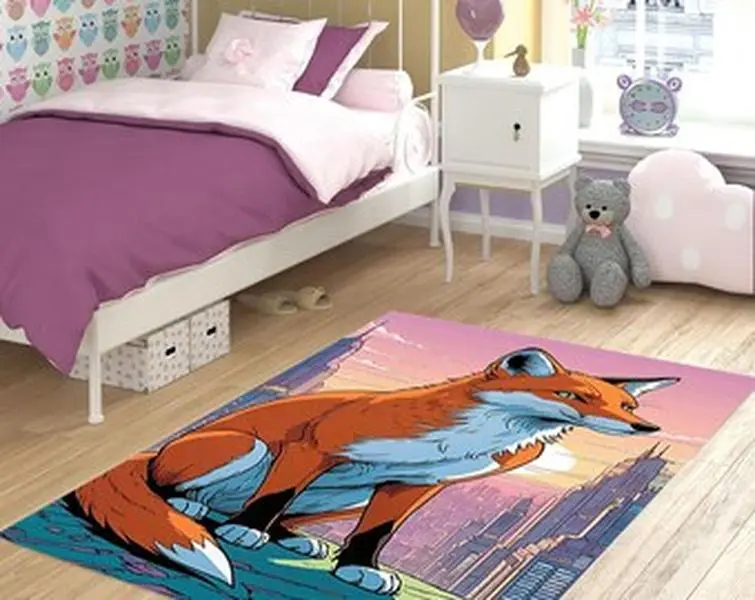 Fox Rug,Red Fox,Fox in the City,Star Of Fairy Tales,Area Rug,Cute Rug ...