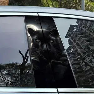2pcs Panther B-Pillar Stickers, Night Sky Moon Background Universal Car Decals, Durable Vinyl Material, Easy to Apply and Remove