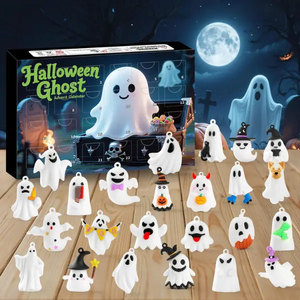 Halloween Advent Calendar 2026, 24-Day Ghost Countdown Calendar with Collectible Toys & Gifts, Halloween Countdown for Kids Boys Girls, Boo Basket Stuffers, Party Favors