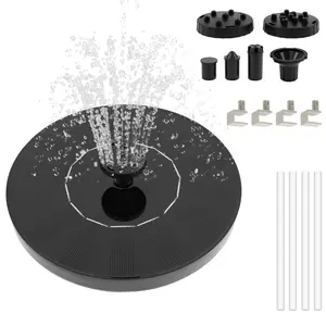 Solar Bird Bath Fountain with 7 Nozzles, Solar Fountain Pump for Bird Bath with Brackets, Solar Powered Floating Water Fountain Pump for Bird Bath, Ponds, Garden, Fish Tank and Outdoor (1.4W)