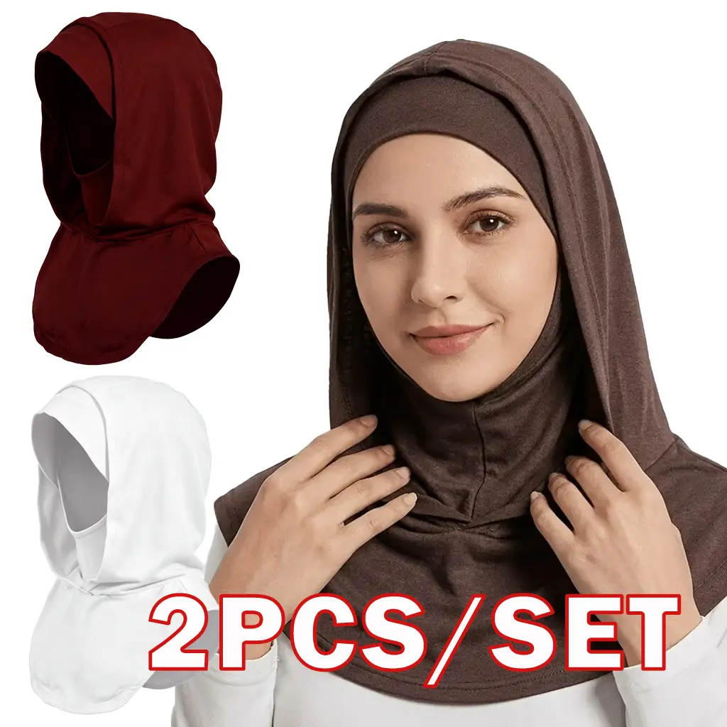 2-piece set of solid-color Muslim headscarves is suitable for Muslim women to wear during Ramadan, as well as for everyday outings and prayers. It's suitable for all four seasons, made of a soft, skin-friendly fabric that won't irritate the skin.