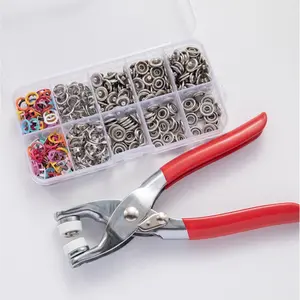 100pcs Invisible Colored Metal Buckle & 1 Count Manual Pressure Pliers, Metal Buckles, Stainless Steel Buckle Installation Tools for DIY Handicraft Clothing, Leather, Belts, Bags, Shoes, And Crafts, Sewing Supplies Crafts