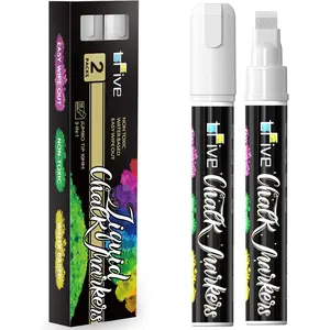 White Liquid Chalk Markers - 2 Pack Jumbo Chalk Pens with 10mm 3 in 1 Nib Wide Tips, Dry & Wet Erase Marker Pens for Glass, Chalkboard, BlackBoard, Windows, Calendar, Pumpkin, Mirror