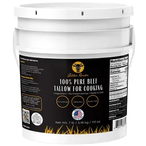 100% Pure Beef Tallow for Cooking & Deep Frying - 7lb Bulk Size - Food Grade Non-GMO