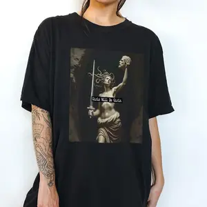 Girls Will Be Girls Funny T-Shirts, Medusa With The Head of Perseus Girl Power Shirts, Graphic Tee Cotton Women Shirts