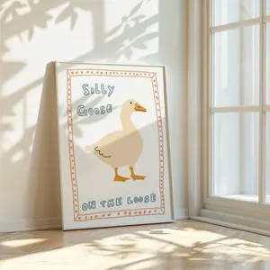 Silly Geese on Loose Prints, Apartment Decor, Vintage Wall Art, Quirky Walls, Nursery Art, Trendy Wall Art, Country House Core Decor Landscape Room