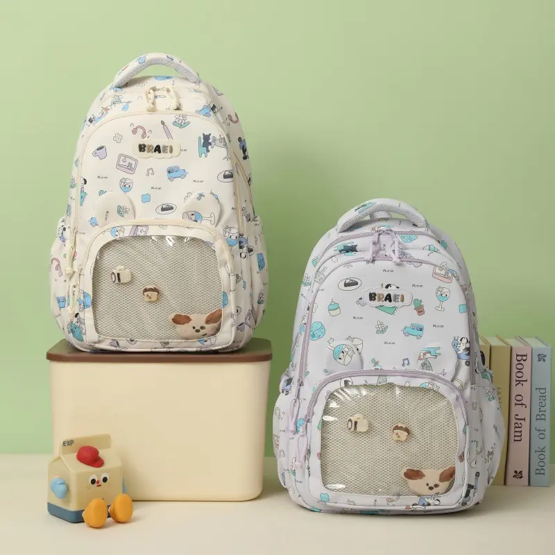 2026 New College Cute Graffiti Backpack with Dachshund Dog Design, Large Capacity Transparent Backpack, Ita Bag