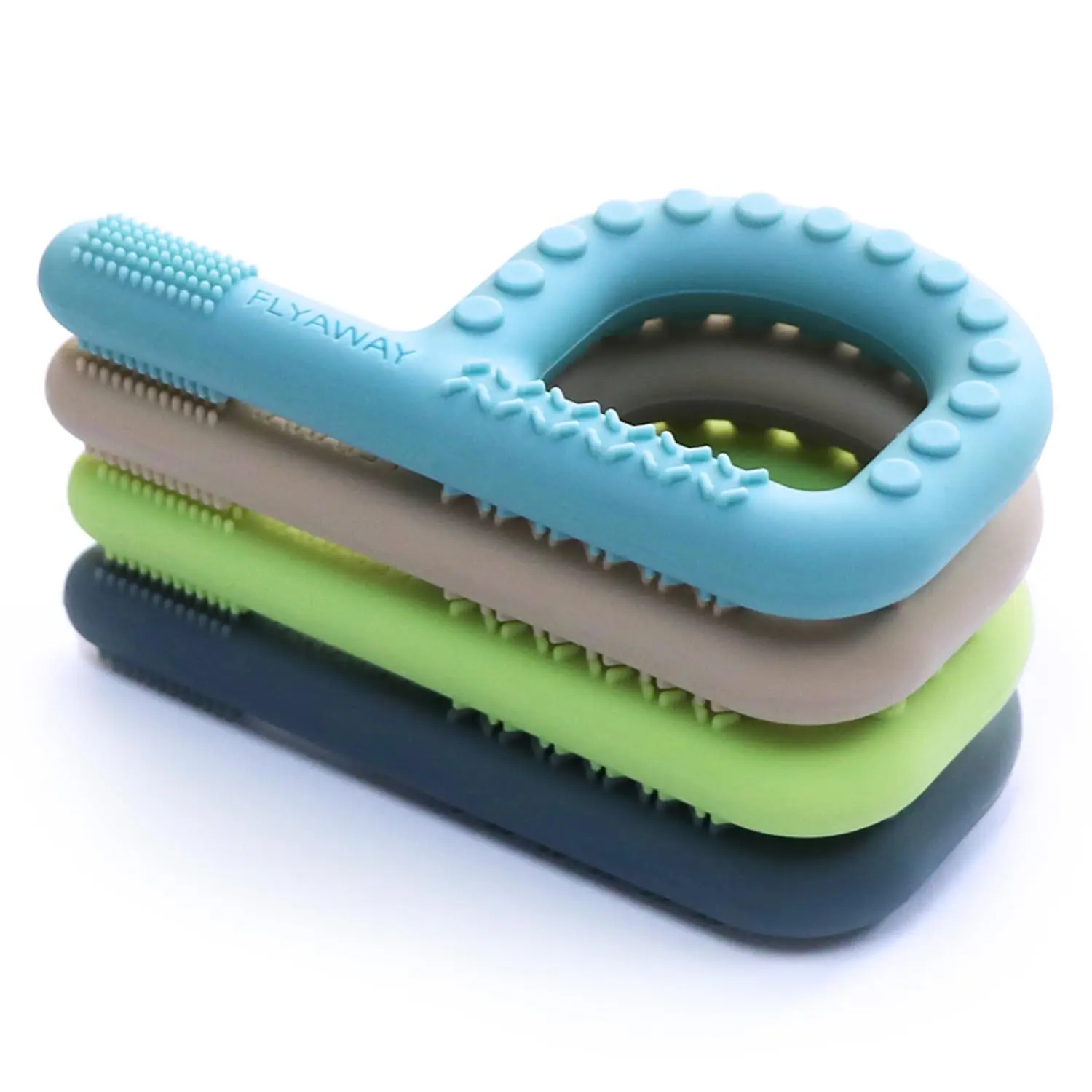 Teething Toys for Baby 3-6 6-12 Months 4 Pack P Shape, Sensory Toys for Kids Babies Toddlers Oral Motor Stimulation, Sensory Chew Toys for Autistic Children, Silicone Chewy Necklaces for Kids Adults