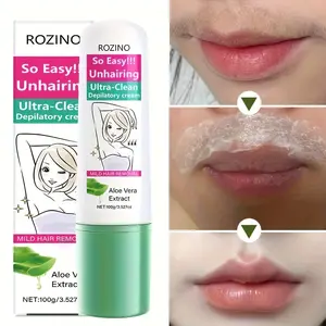 【Ten pack is cheaper】ROZINO Ultra-Clean Depilatory Cream - Gentle Formula for Smooth Hair-Free Skin, Easy Application, Mild Hair Removal, 100g, Aloe Vera Extract