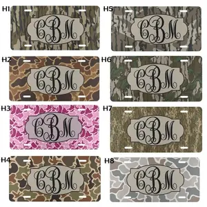 Custom Camo License Plate with Monogram, Personalized Camouflage Car Tag for Men and Women, Gift for Hunter, Outdoor Vanity Plate