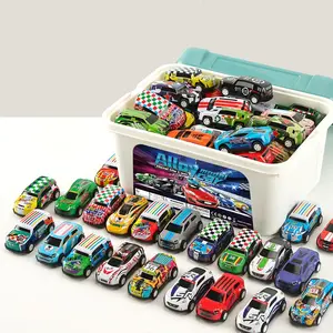 Random Style Pull-back Car Toy Set, 1 Set Colorful Inertia Car Toy with Storage Box, Novelty Toys for Birthday Gift Party Gift,Boys & Men gifts