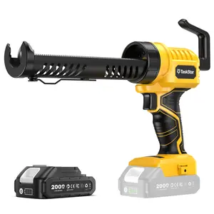 TaskStar 10-ounce Cordless Lightweight Caulking Gun with 2.0Ah Lithium-Ion Battery and Charger; 5-Speed Electric Caulking Gun with LED Light and Cutting Tool; Cordless, Drill-Free Caulking Gun for Bathroom and Patio Doors