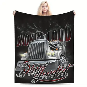 Peterbilt truck themed print super soft flannel blanket - perfect for all season travel, camping and naps, makes a unique holiday gift idea.