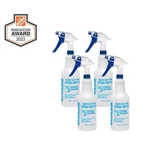 32 oz. Heavy Duty Pro All Purpose Spray Bottle, Refillable Bottle with Adjustable Nozzle (4-Pack)