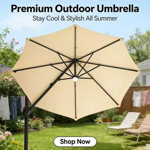 LH-Garvee 10ft Heavy-Duty Offset Cantilever Patio Umbrella with 360° Rotation, Adjustable Tilt, Waterproof 600D Oxford Canopy, Portable Outdoor Canopy Tent Instant Sun Shelter Easy Setup Waterproof for Beach, Camping, Sports and Commercial Booth