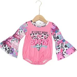 baby girl clothes my boots baby western fashion bell sleeve baby winter bubble romper
