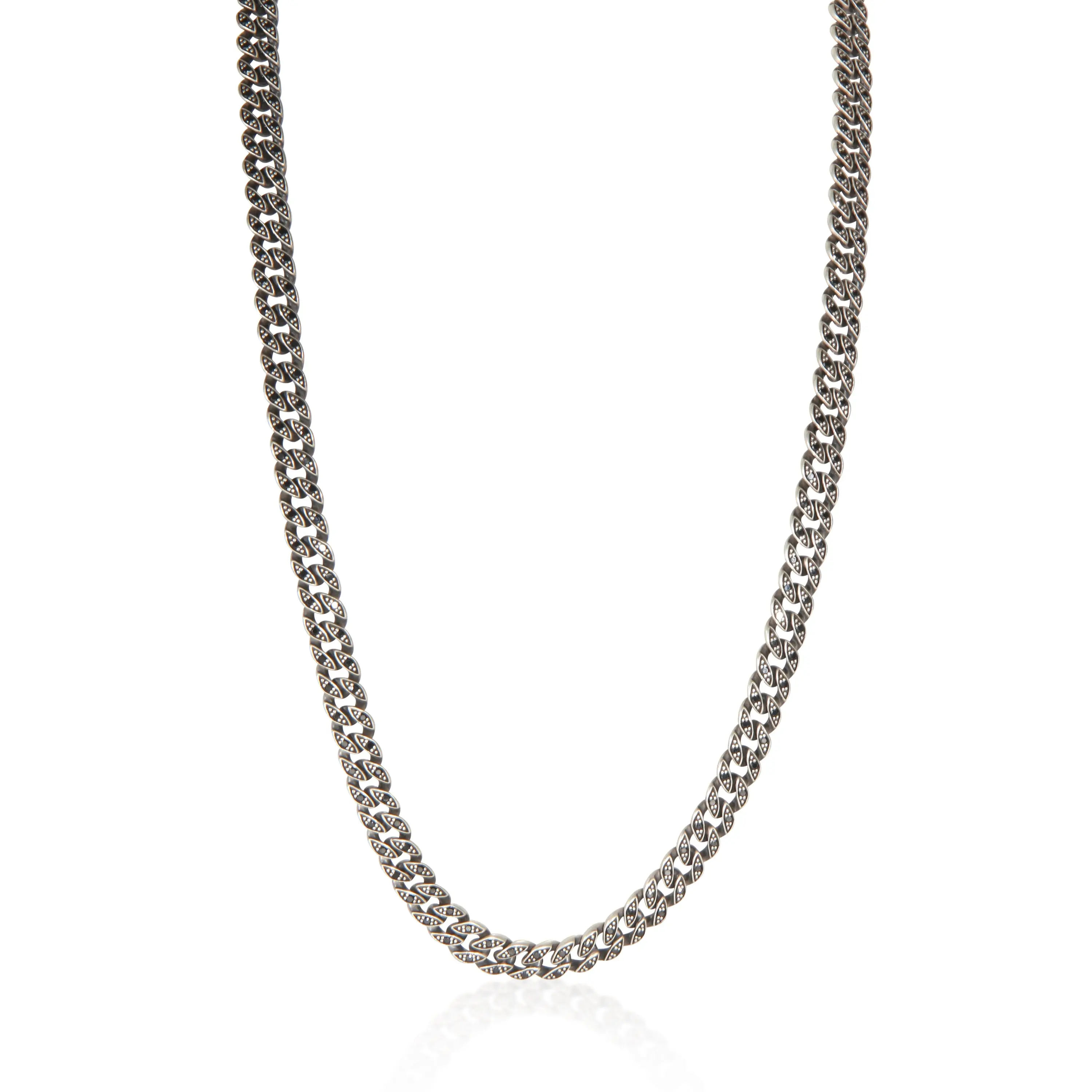 Sterling Silver Diamond Curb Chain Necklace