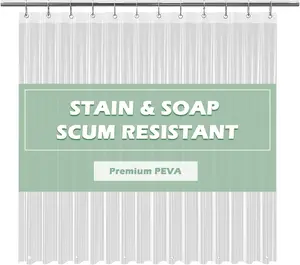 EHZNZIE Clear Shower Curtain Liner Light Weight PEVA, Shower Liner 72X72 Inches, Waterproof, No Chemical Smell with 12 Rust Proof Metal Grommets Holes for Bathroom Shower Curtain