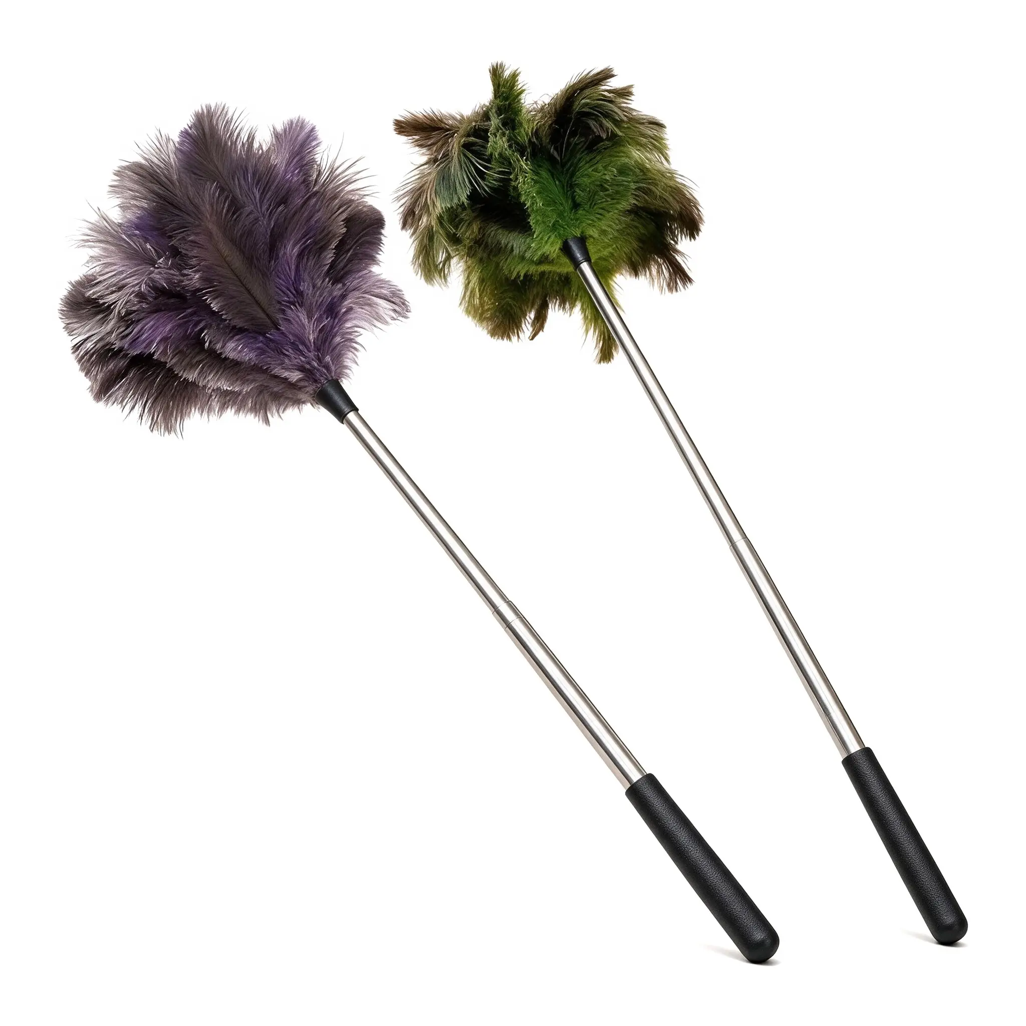 Telescopic Feather Duster, Extendable Stainless Steel Pole up to 120cm, Bionic Feather Head Scratch-Free Dust Cleaner for Ceiling Fan, Chandelier, High Shelves, Anti-Static Household Cleaning Duster