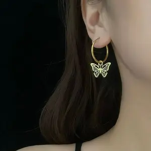 waterproof butterfly Hoop Earrings，Minimalist Simple Unique Earrings for galentine‘s party valentine’s day gift，fashion anniversary holiday jewelry，gift for women