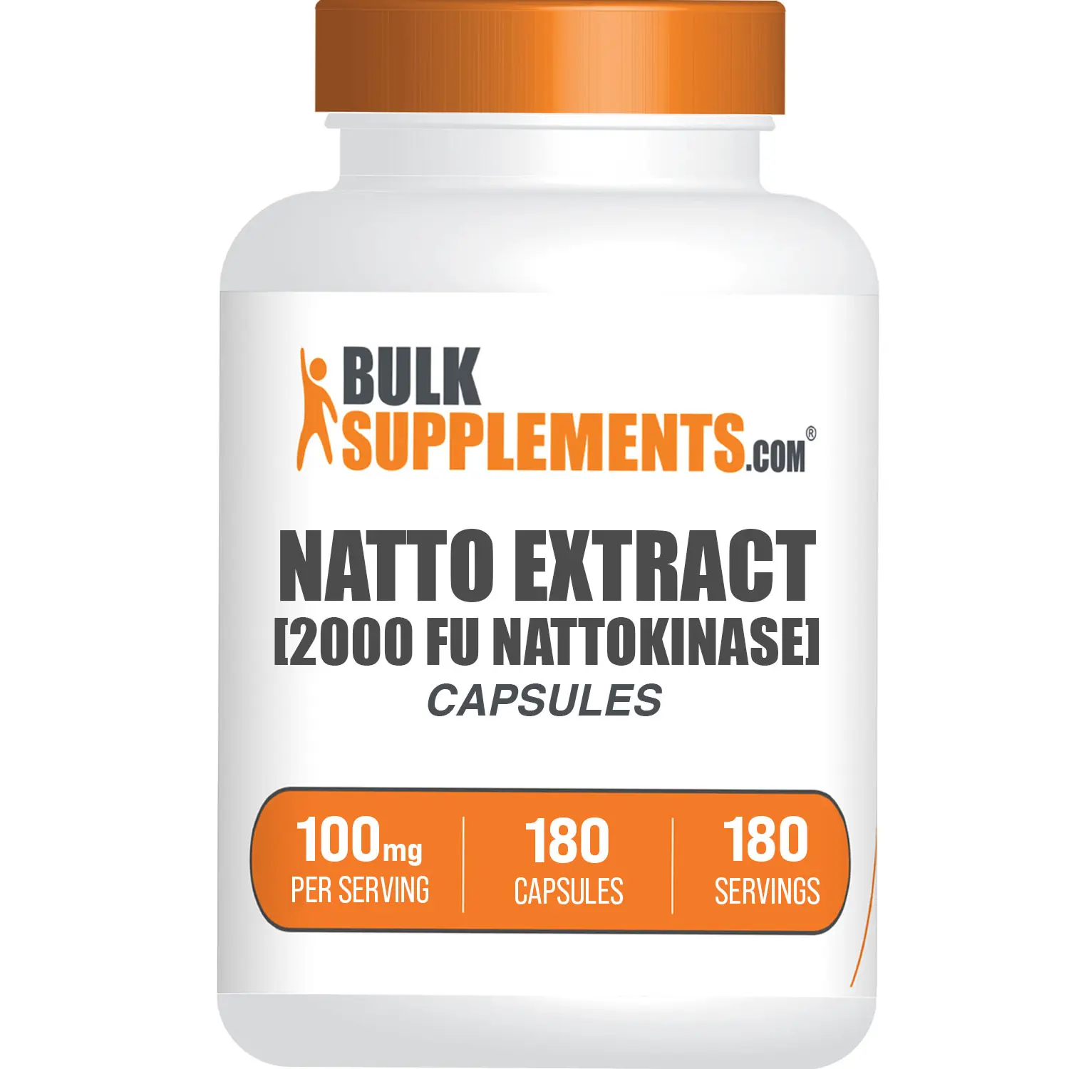 BulkSupplements - Natto Extract 2000 FU Nattokinase Capsules -  Healthy Joints - Metabolism - 180 Capsules - 100mg per Serving