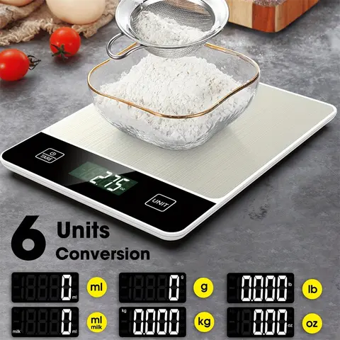 Digital Food Scale 10kg/22lb, Accurate Digital Scale, Precision Kitchen Scales for Baking & Cooking, Stainless Steel, Skin Weight Function, Aaa Battery Operated, Food Measuring Tool, Kitchen Gadgets, Household Kitchen Supplies, Digital Weighing Scale